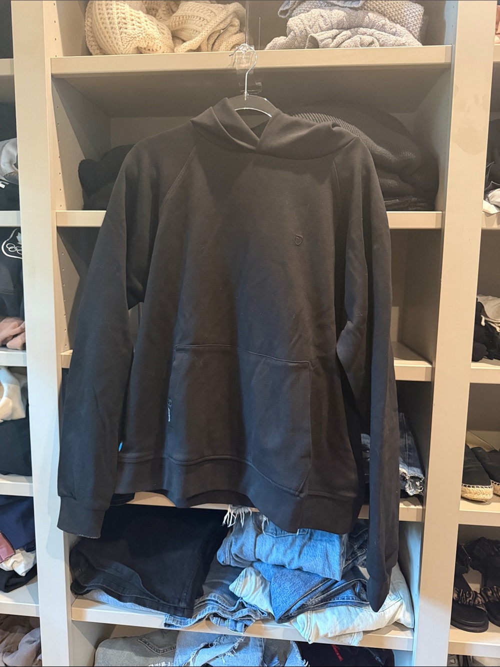 Black Pullover Hoodie with Front Pocket